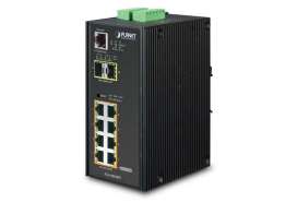 Промисловий комутатор Planet IGS-10020PT на 2 SFP і 8 POE 802.3af портів GIgabit Ethernet для встановлення на DIN рейку
