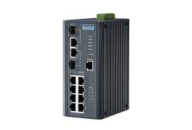 Керований Gigabit Ethernet комутатор Advantech EKI-7710 на 2 SFP комбінованих порти і 8 POE портів для монтажу на DIN рейку з протоколом X-Ring Pro 