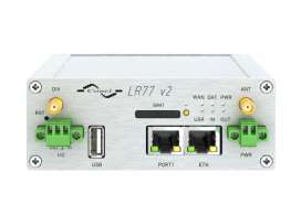Маршрутизатор 4G LTE LR77 v2 оснащен 1 Ethernet 10/100, 1 хост-портом USB, 1 портом двоичного ввода / вывода (I / O) и одной SIM-картой.