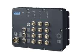 Advantech EKI-9512 M12 Managed Ethernet Switch is designed for railway applications, including rolling stock. 