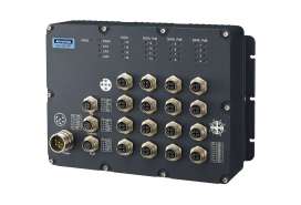 Advantech EKI-9516 M12 Managed Ethernet Switch is designed for railway applications, including rolling stock. 