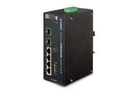 Industrial Gigabit switch Planet IGS-624HPT with 4-Port 10/100/1000T PoE+ and 2-Port 100/1000X SFP