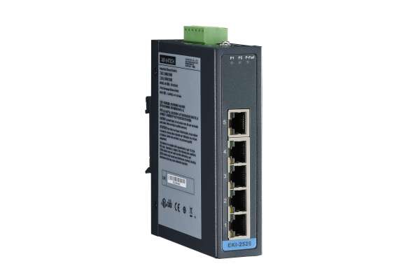 Промышленный неуправляемый 5-ти портовый Fast Ethernet коммутатор Advantech EKI-2525 с POE или оптическим портом