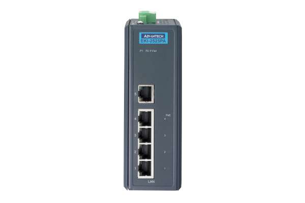 Промышленный неуправляемый 5-ти портовый Fast Ethernet коммутатор Advantech EKI-2525 с POE или оптическим портом
