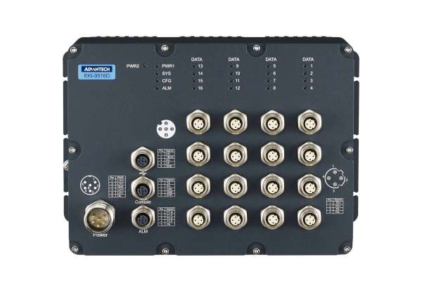 EN50155 16 port Managed Ethernet Switch Advantech EKI-9516 with POE, IP67 protection and M12 connection