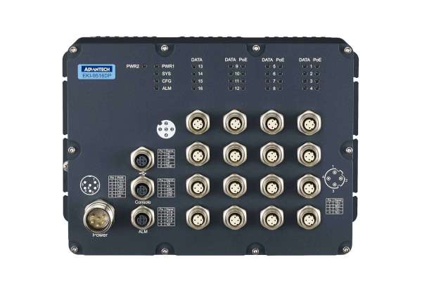 EN50155 16 port Managed Ethernet Switch Advantech EKI-9516 with POE, IP67 protection and M12 connection