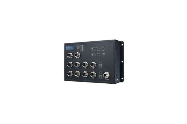 EN 50155 10-port Unmanaged PoE M12 Ethernet Switch  Advantech 72/96/110 or 24/48 VDC EKI-9510E-2GPH