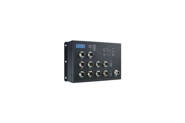 EN 50155 10-port Unmanaged PoE M12 Ethernet Switch  Advantech 72/96/110 or 24/48 VDC EKI-9510E-2GPH