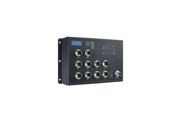 EN 50155 10-port Unmanaged PoE M12 Full Giga Ethernet Switch 72/96/110 VDC Advantech