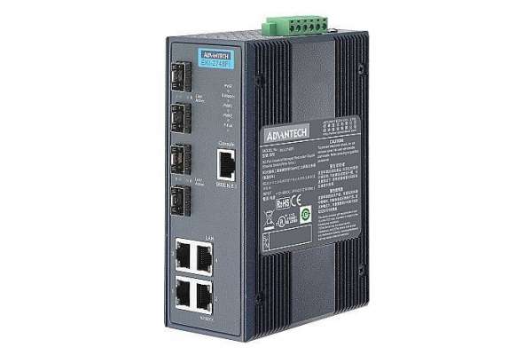 Промышленный управляемый коммутатор Advantech EKI-2748 8 портов Gigabit Ethernet для монтажа на DIN рейку