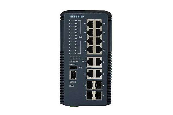 Промышленный управляемый 16-ти портовый Gigabit Ethernet коммутатор Advantech EKI-9316P с POE/POE+