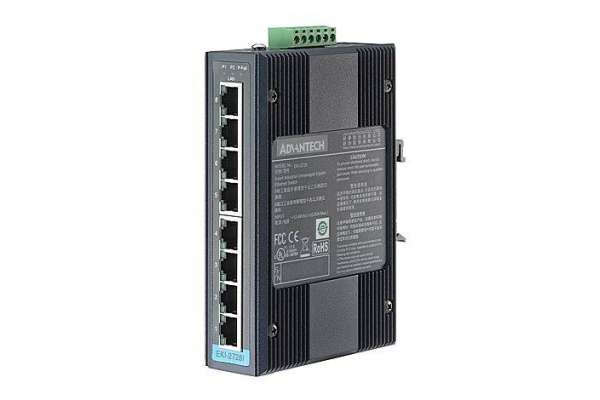 Промышленный неуправляемый 8-и портовый Gigabit Ethernet коммутатор Advantech EKI-2728 с 2-я оптическими портами