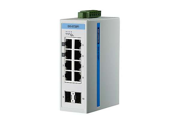 8G+2G порта MODBUS/TCP и SNMP совместимый гигабитный коммутатор Advantech EKI-5729F/FI c SFP модулями 
