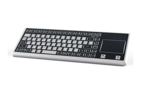 The robust industrial keyboard Industyle TKF-085c-TOUCH-MGEH with a flat aluminum enclosure and integrated touchpad