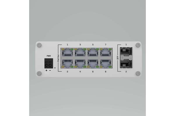 Industrial unmanaged POE+ switch Teltonika TSW200 with 8 x Gigabit Ethernet with speeds up to 1000 Mbps