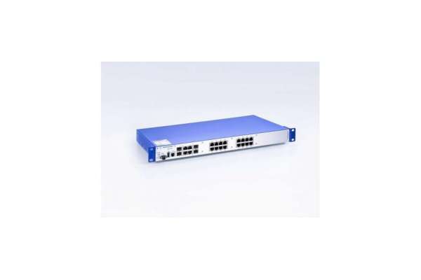 Cost-effective 19" managed switches of the Hirschmann MACH100, from 8 to 24 ports, with a choice of a fully gigabyte configuration and uplinks of up to 10 gigabits, for office buildings