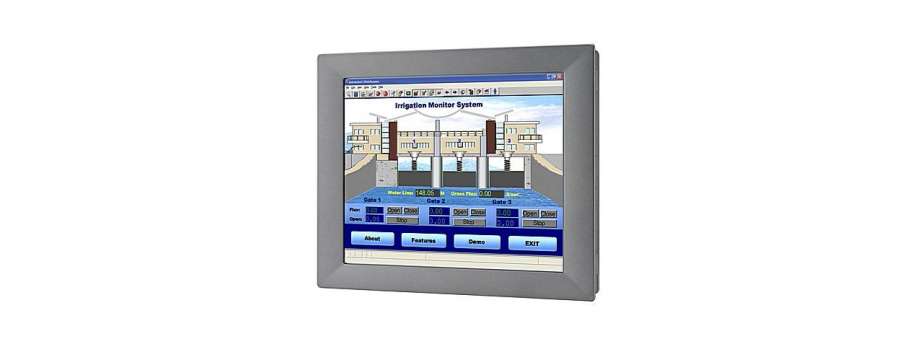 Economical industrial panel computer with 12" Advantech TPC-1250H touch screen on Intel Atom N270.