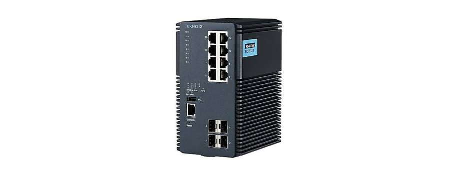 Промислові керовані Ethernet комутатори на 8 і EKI-9316 на 12 портів з POE і 4-ма портами SFP Advantech EKI-9312 