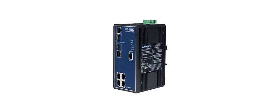 Промышленный 6-ти портовый управляемый GigabitEthernet коммутатор Advantech EKI-7654C с 4 1000TX и 2 SFP 
