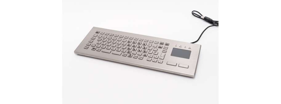 Промышленная клавиатура из нержавеющей стали GETT TKV-084 с IP65 защитой и сенсорным манипулятором, 84 клавиши, USB.