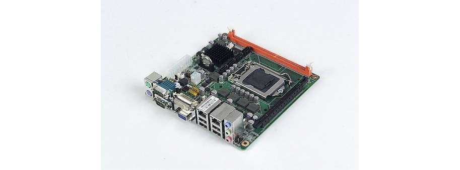 Промышленная материнская плата Mini-ITX Advantech AIMB-280 LGA1156 с чипсетом Q57, PCIe x16, 8 USB, VGA+DVI, RAID 0/1
