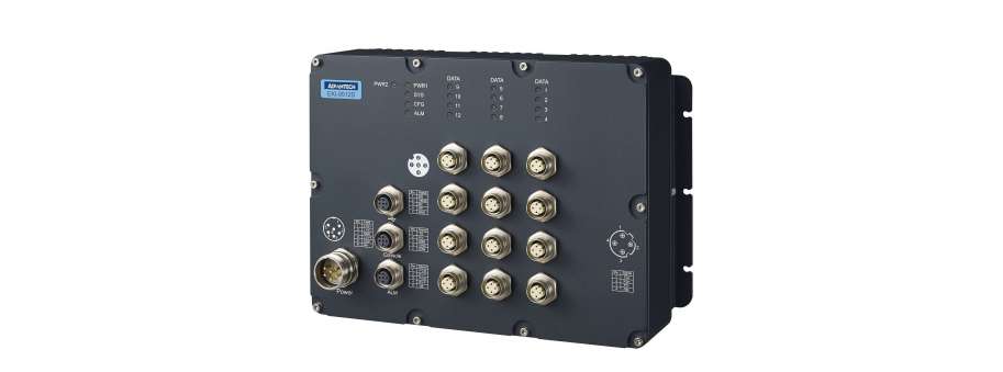 EN50155 12 port Managed Ethernet Switch Advantech EKI-9512 with POE, IP67 protection and M12 connection