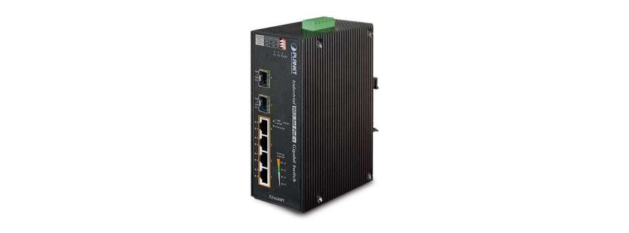Industrial Gigabit switch Planet IGS-624HPT with 4-Port 10/100/1000T PoE+ and 2-Port 100/1000X SFP
