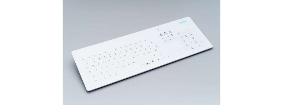 Cleankeys® сенсорна клавіатура GETT CK4 з емнісною скляною поверхнею для легкої гігєнічної оробки та комфортної роботи