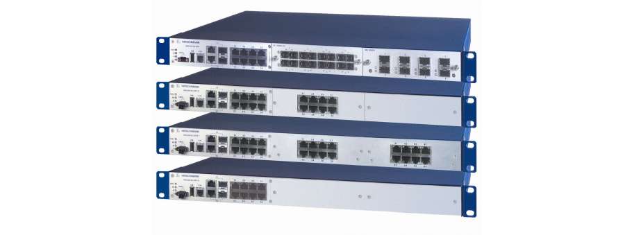 Экономичные 19" управляемые коммутаторы семейства Hirschmann MACH100, от 8 до 24 портов, со скоростью от 100 Mbit до 10 Gbit