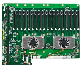 Объединительная плата на 19 слотов расширения, для установки в 20-ти слотовые стоечные корпуса. 17 слотов PCIe X16(Gen3.0) и один слот PCIe X4